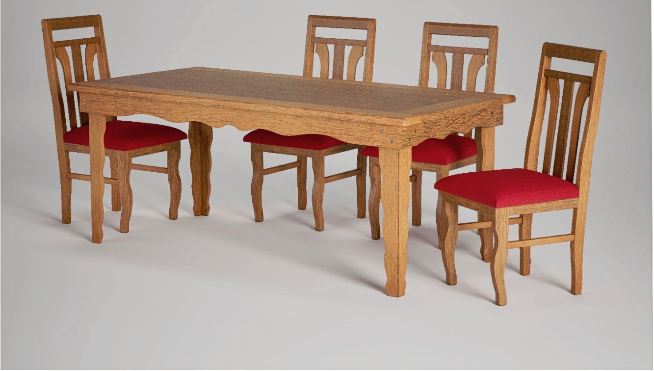 Jogo de mesa com 4 cadeiras em sucupira maciça BYZON Móveis